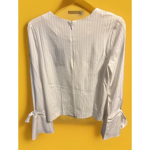 J.O.A. Medium Blouse Stripped Tie Sleeve A113 - Picture 2 of 7